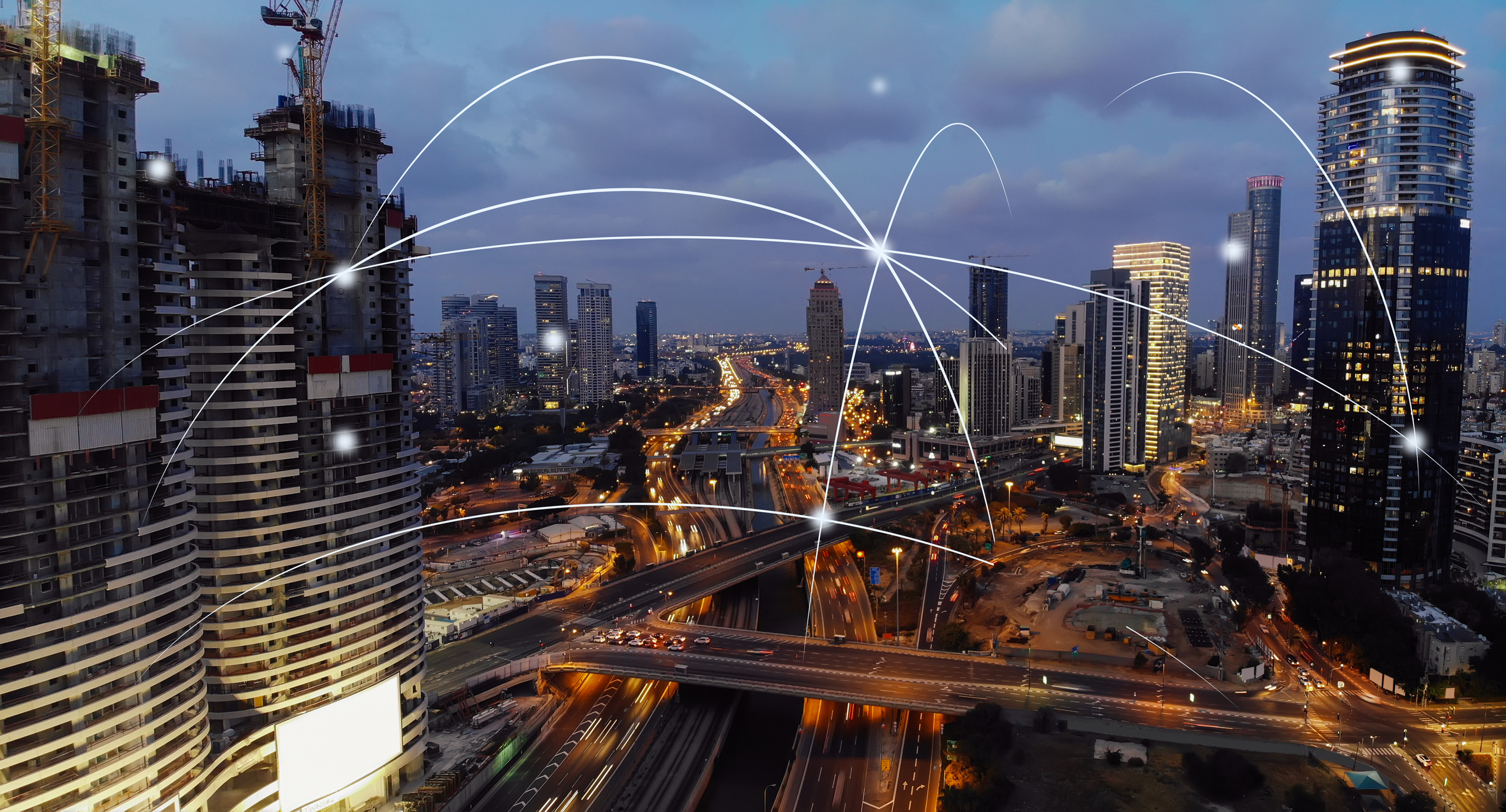 Computer network connection modern city future internet technology